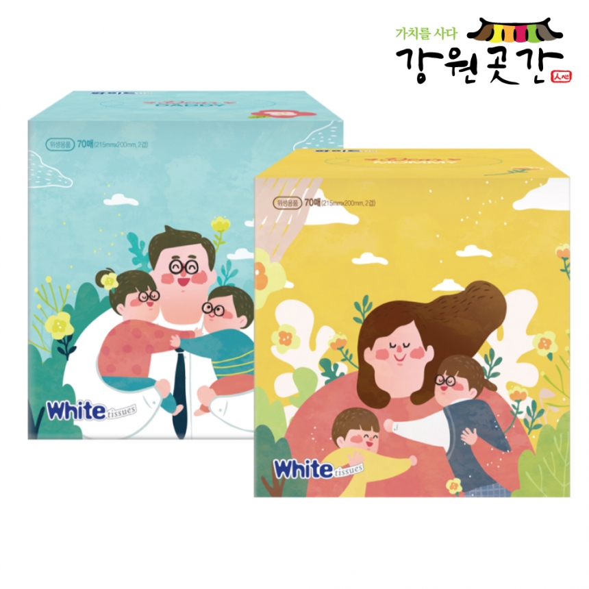[원주]정사각티슈 70매 1box(80개입) - 강원곳간.com